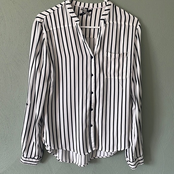 Khujo Women's Constanze White Striped Viscose Long Sleeves Shirt Size Medium - Picture 6 of 7